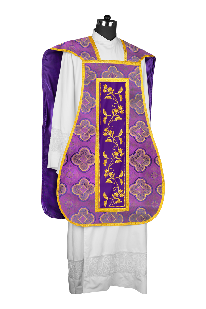 Elegant Roman chasuble vestment - Floral collection