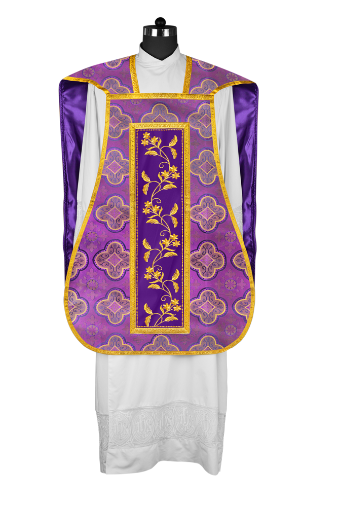 Elegant Roman chasuble vestment - Floral collection