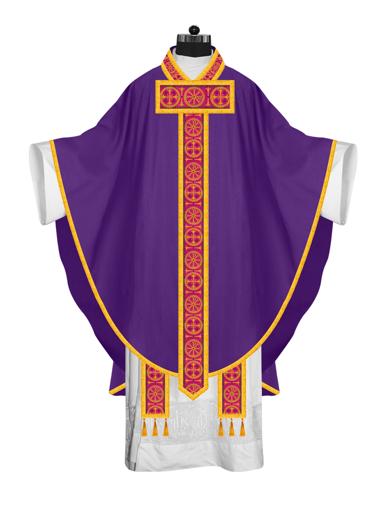 Gothic Chasuble Vestment with Braided Orphrey