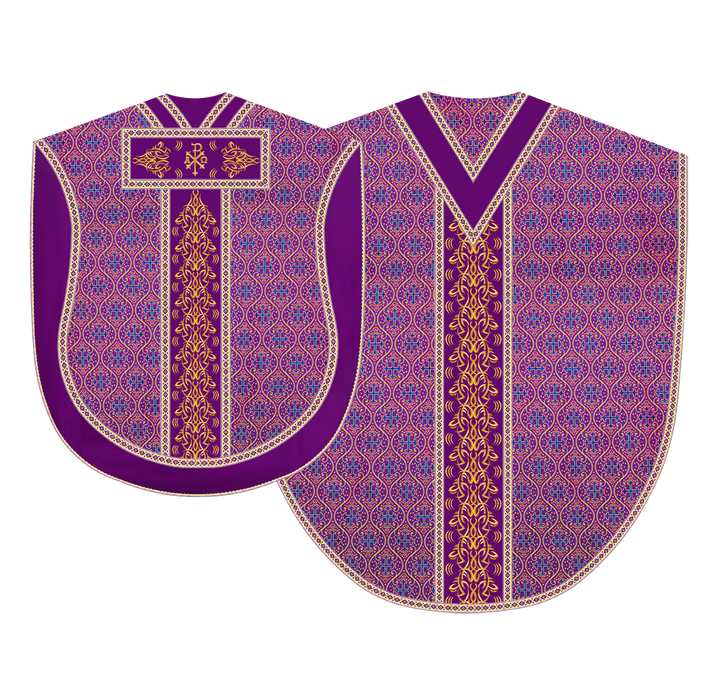 BORROMEAN CHASUBLE VESTMENT WITH BRAIDED ORPHREY AND TRIMS