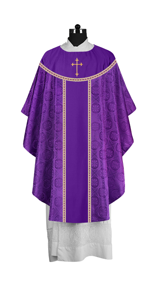 Ornate Gothic Chasuble with embroidered Cross Motif