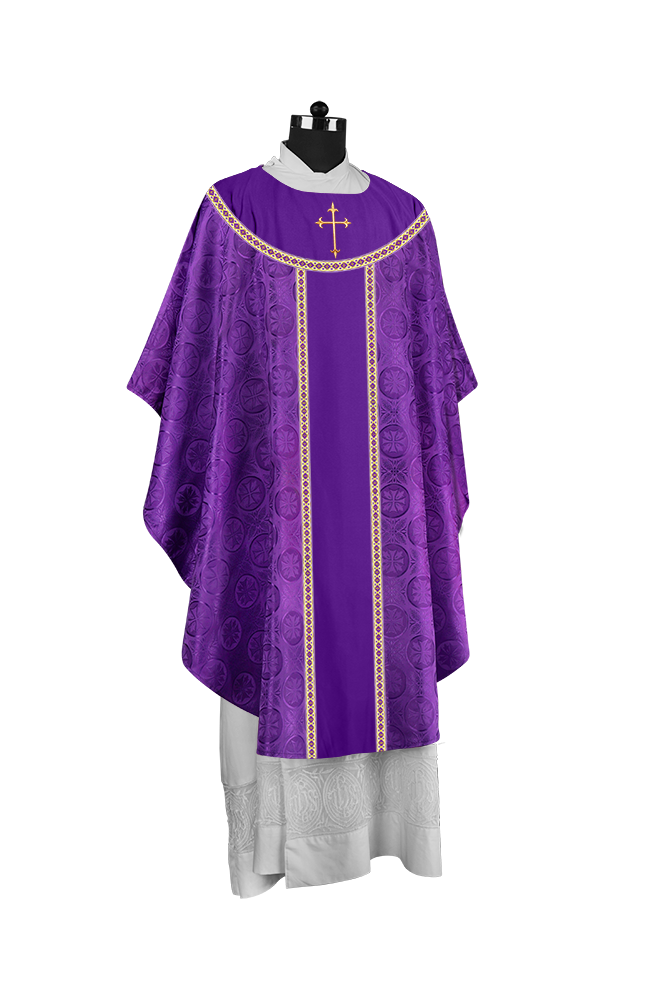 Ornate Gothic Chasuble with embroidered Cross Motif