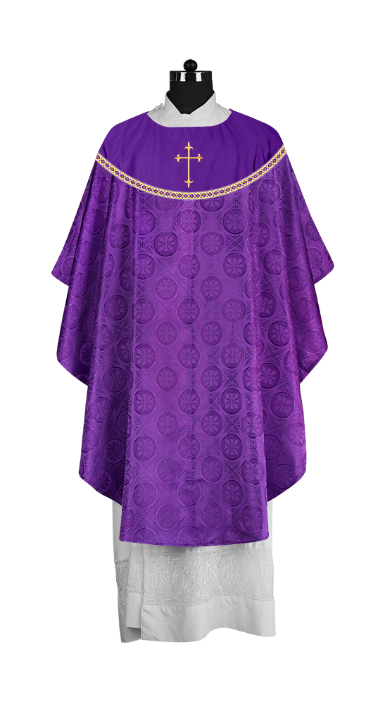 Gothic Chasuble Vestment with Elegant Cross Embroidery