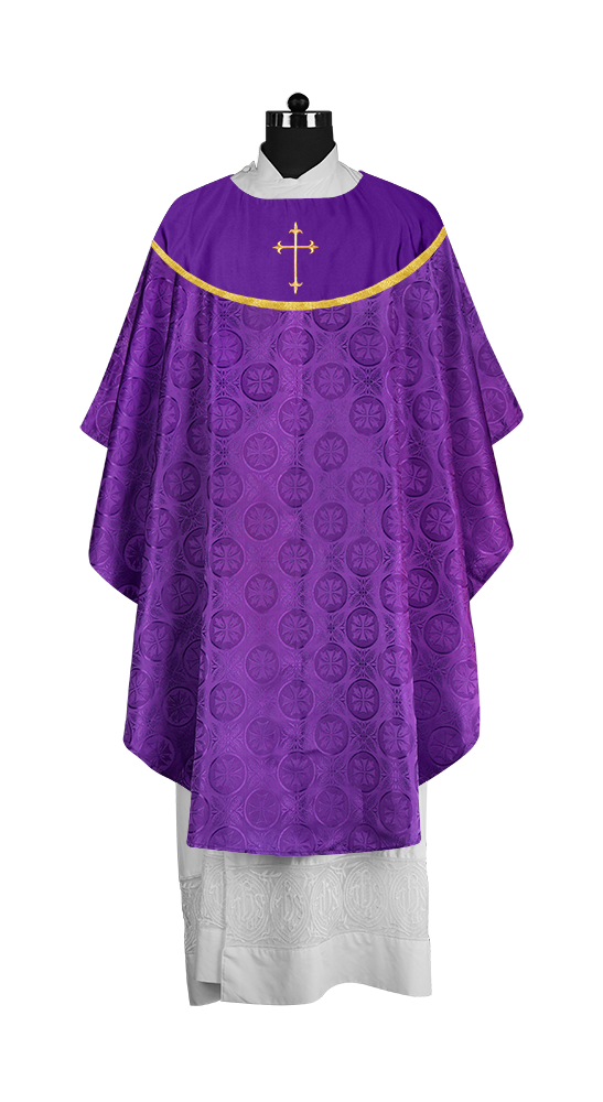 Gothic Chasuble Vestment with Elegant Cross Embroidery