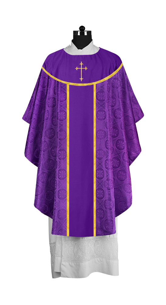 Ornate Gothic Chasuble with embroidered Cross Motif