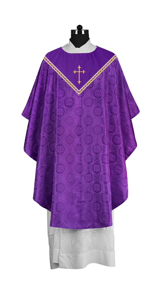 Gothic Chasuble Vestment with Elegant Cross Embroidery