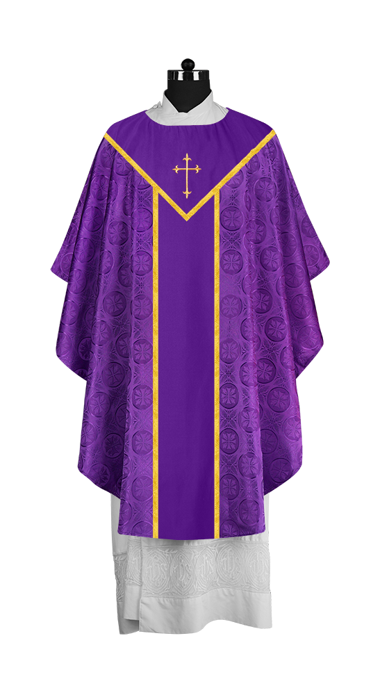 Ornate Gothic Chasuble with embroidered Cross Motif