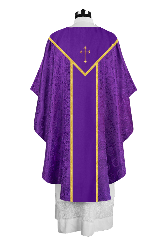 Ornate Gothic Chasuble with embroidered Cross Motif