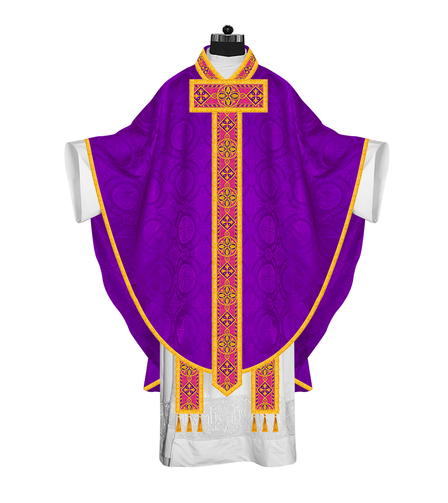 Gothic Chasuble Vestment with Braided Orphrey