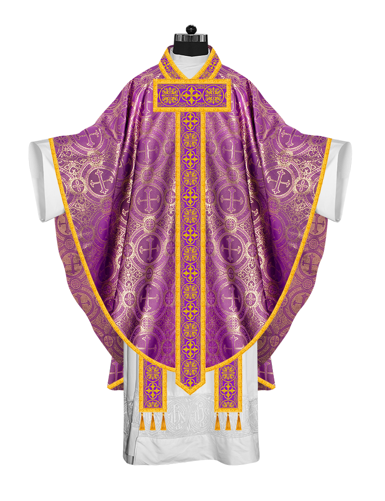 Gothic Chasuble Vestment with Woven Braided Trims