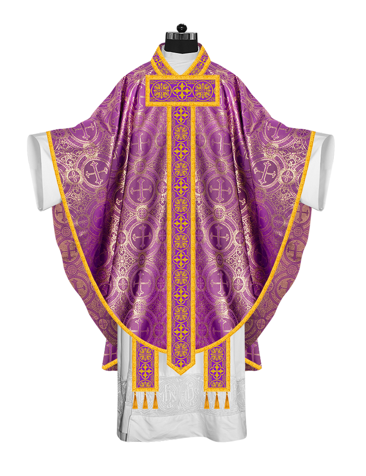 Gothic Chasuble Vestment with Woven Braided Trims