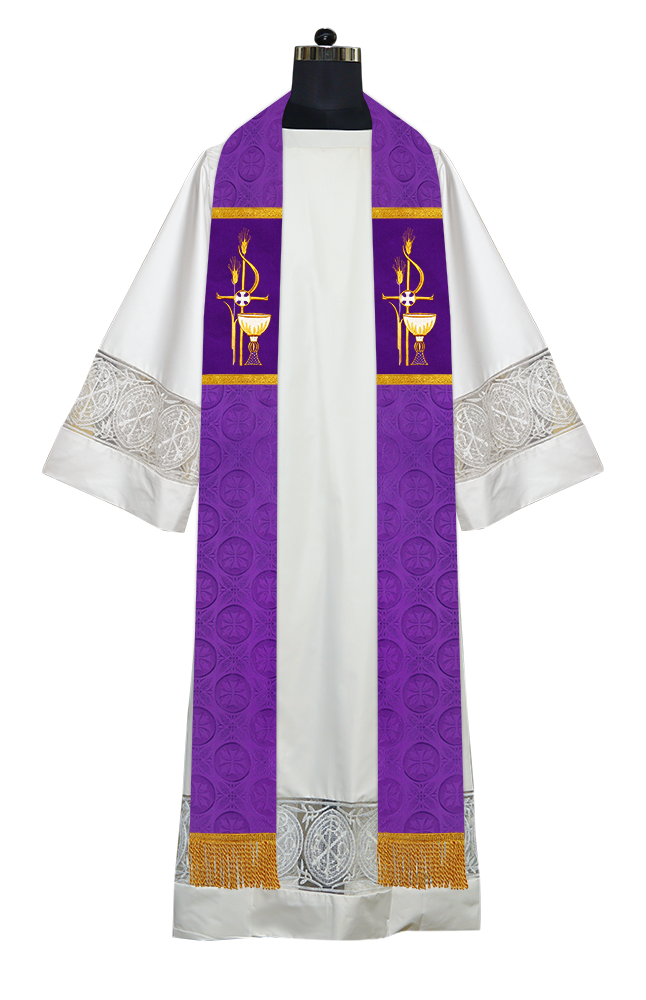 Minister Stole with Ornate Embroidered Motif