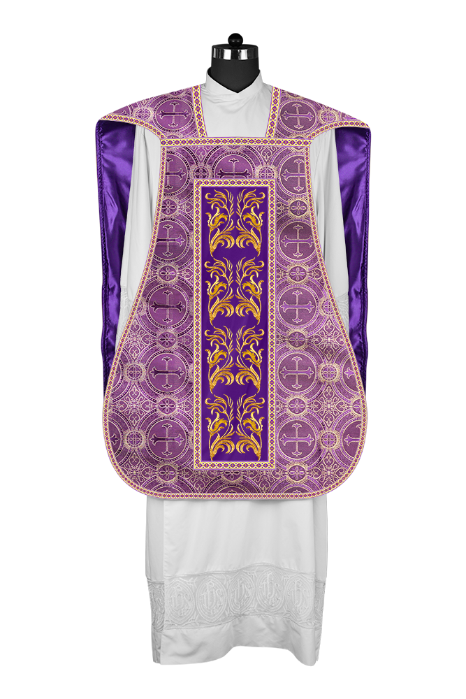 Roman Chasuble Vestment  with Woven Braids and Trims