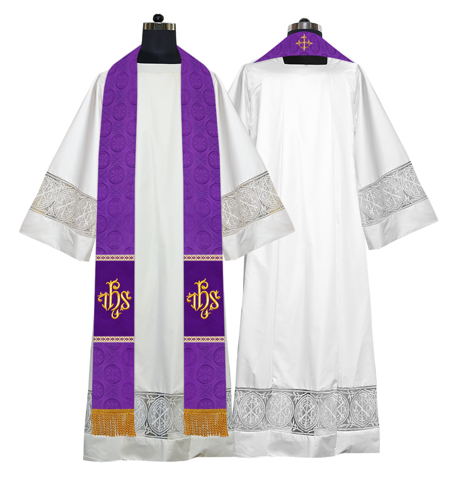 Liturgical Stole Adorned with Spiritual Motif and Trims