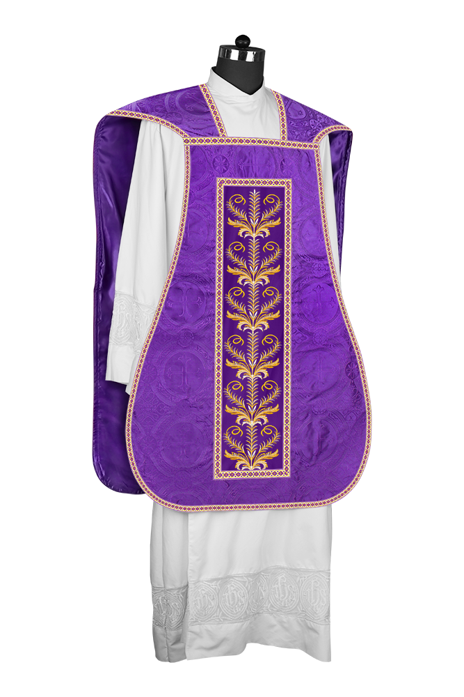 Roman Chasuble Vestment with Detailed Orphrey