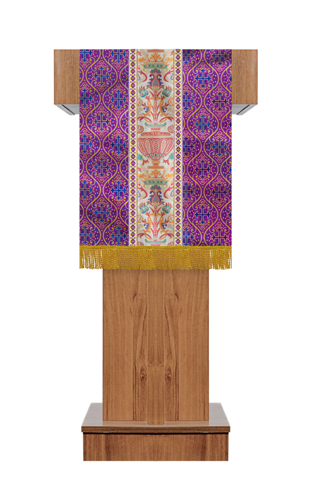 PULPIT/LECTERN WITH TAPESTRY AND TRIMS