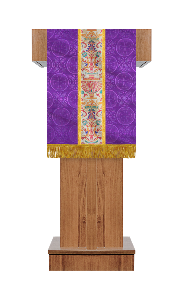 Handcrafted Pulpit/Lectern with Tapestry and Trims