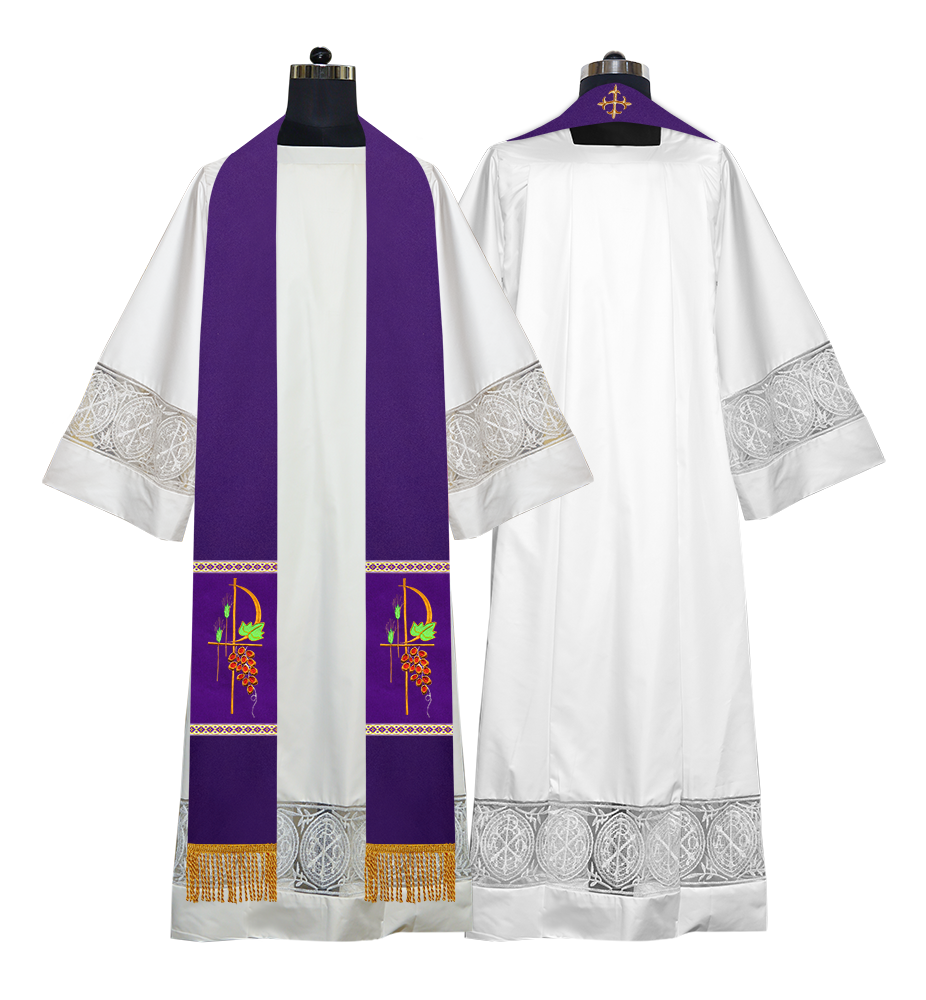 Pax with Grapes Embroidered Minister Stole