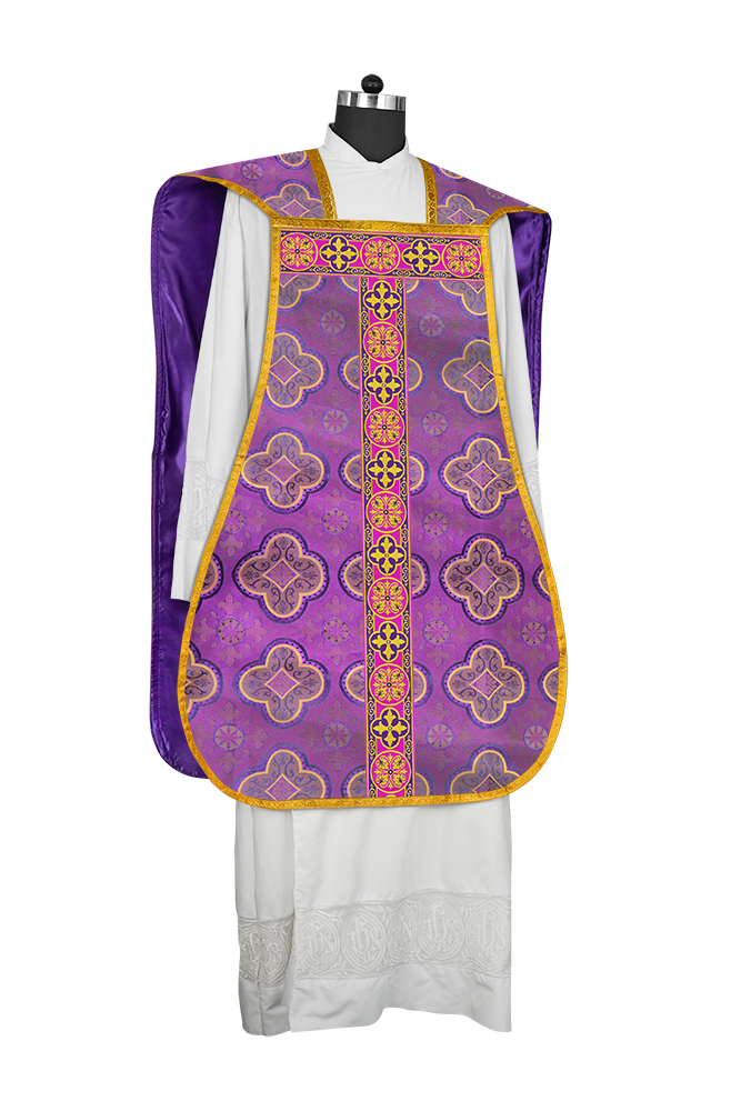 Roman Fiddleback Vestment with Motifs and Braided Trims