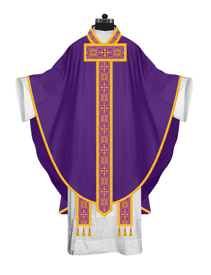 Gothic Chasuble Vestment with Woven Braided Trims