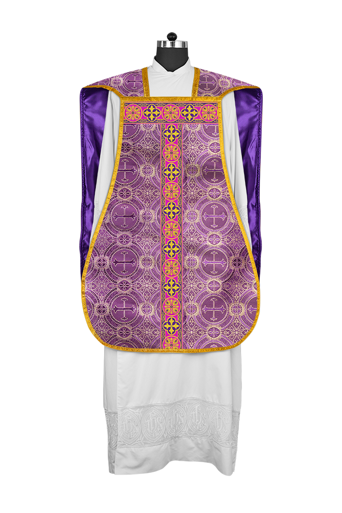 Roman Fiddleback Vestment with Motifs and Braided Trims
