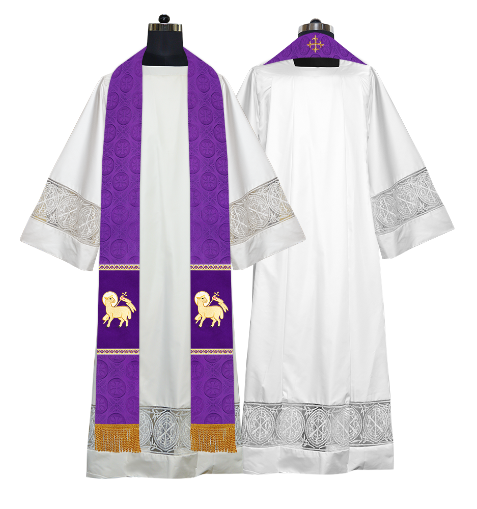 Liturgical Stole Adorned with Spiritual Motif and Trims
