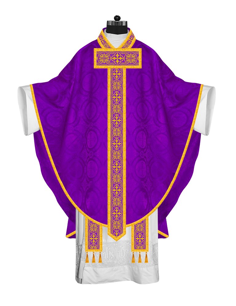 Gothic Chasuble Vestment with Woven Braided Trims