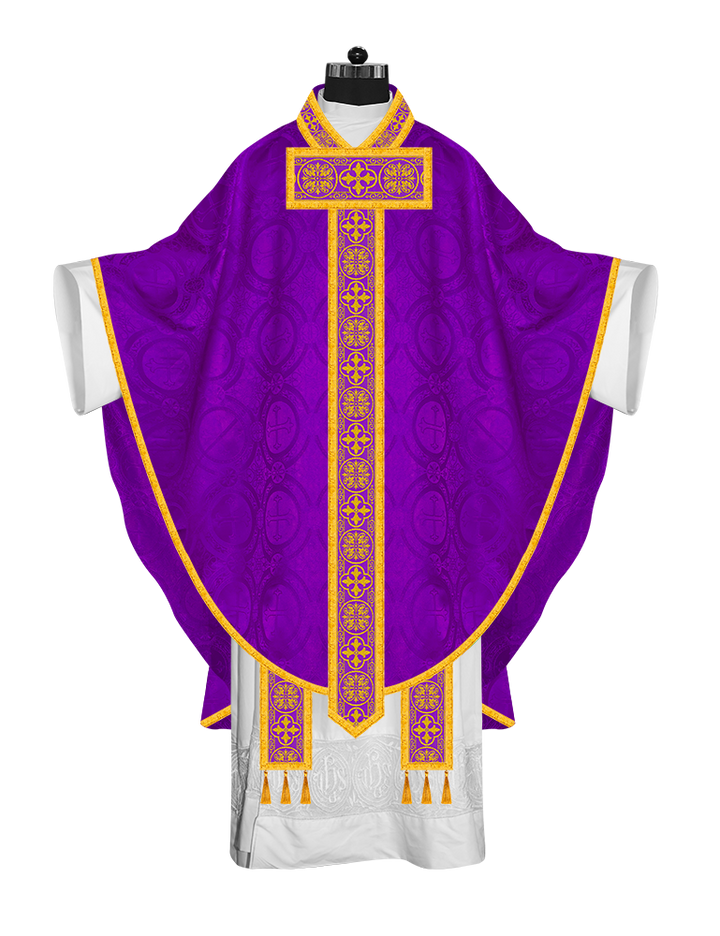 Gothic Chasuble Vestment with Woven Braided Trims