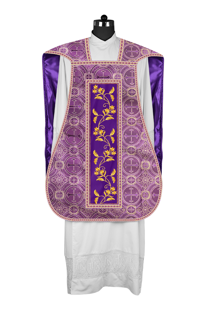 Roman Chasuble vestment with Floral Design and Trims