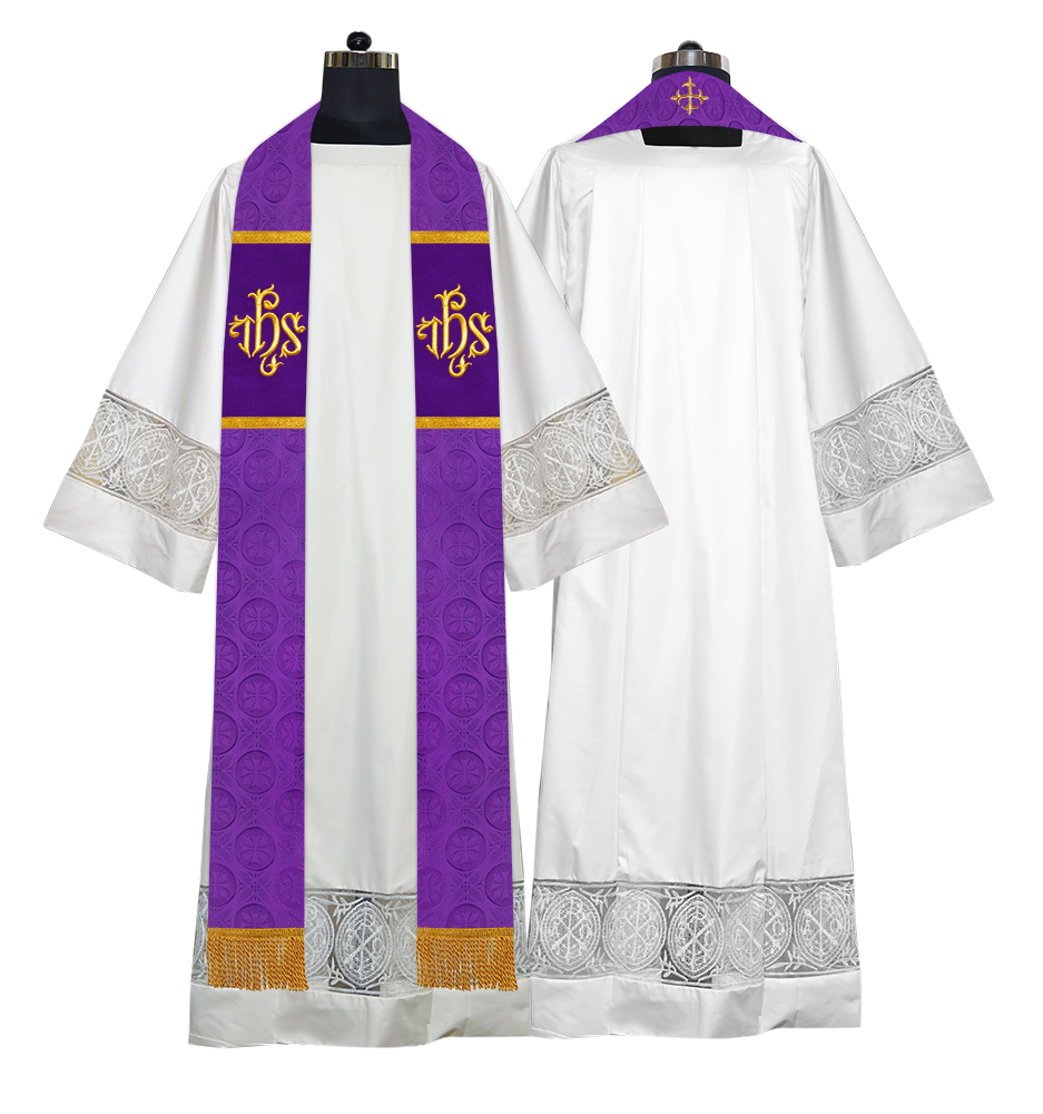 Handmade Pastor Stole with Embroidered Spiritual Motif