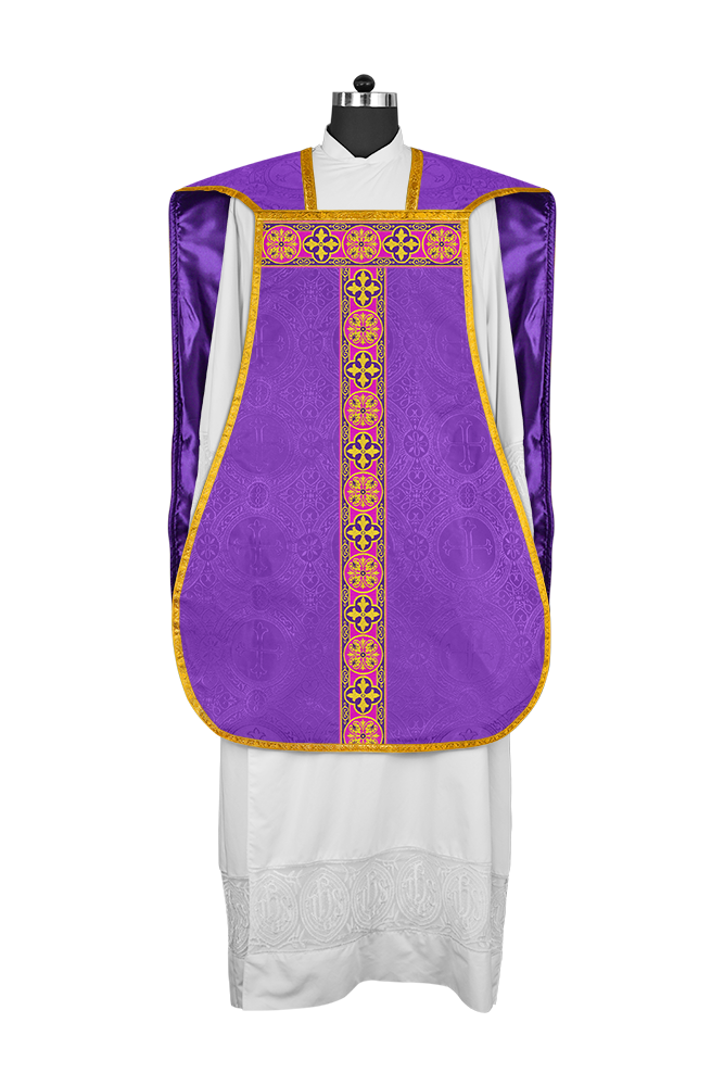 Roman Fiddleback Vestment with Motifs and Braided Trims