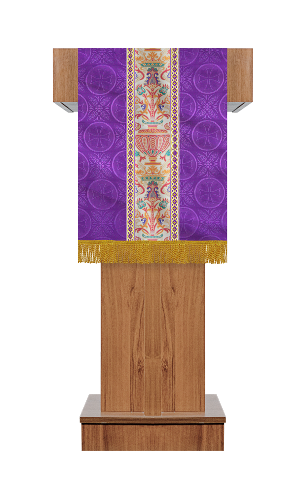 Handcrafted Pulpit/Lectern with Tapestry and Trims