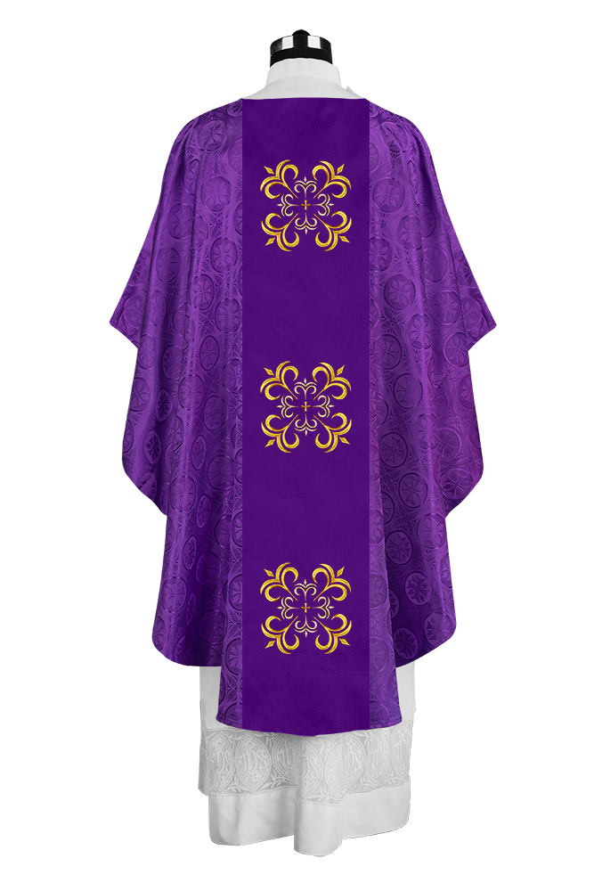 Embroidered Gothic Chasuble for Clergy with Liturgical Orphrey Design