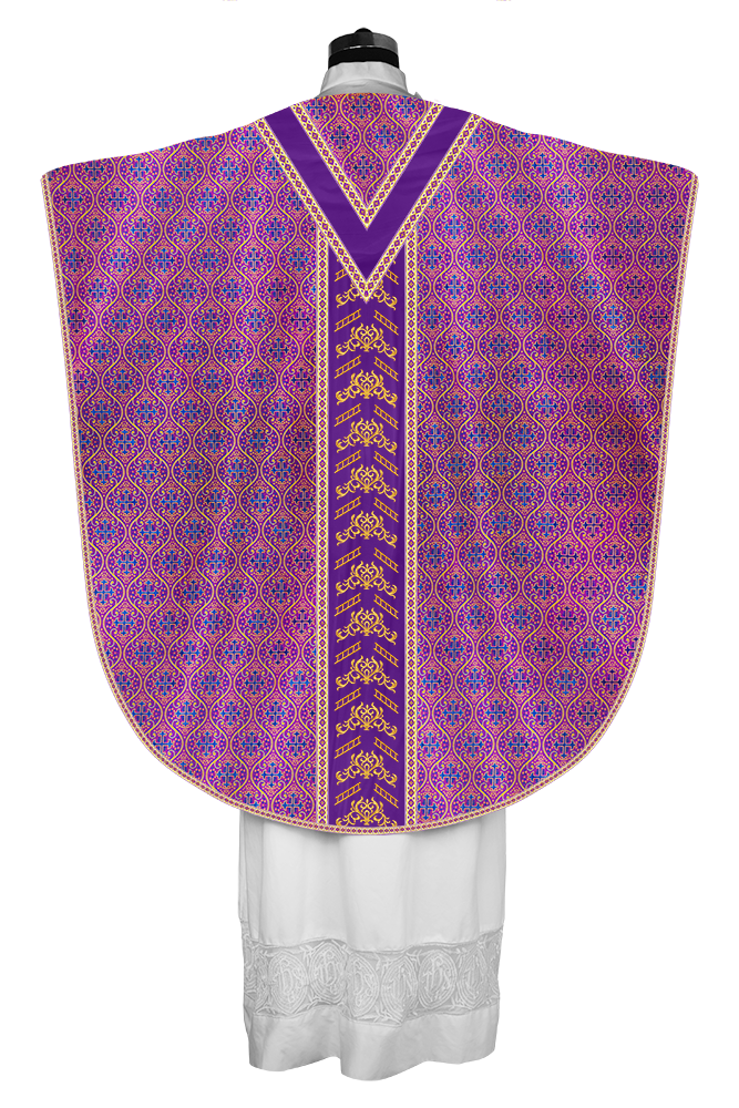 Borromean chasuble vestment adorned with colour braids and trims