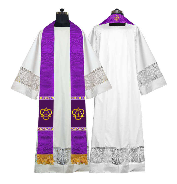 Clerical Stole with Embroidered Trinity Motif