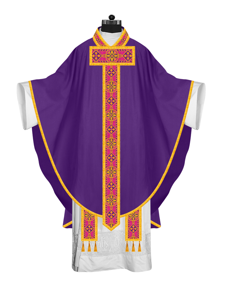 Gothic Chasuble Vestment with Braided Orphrey