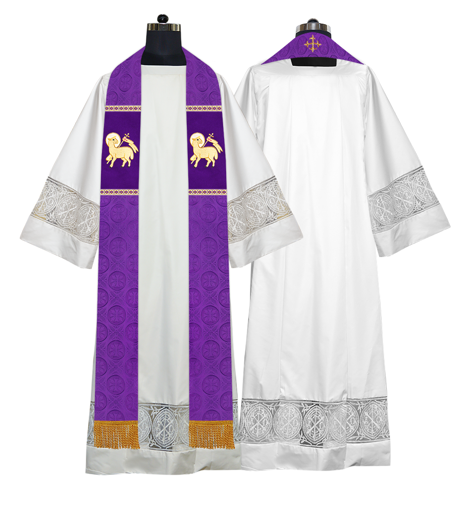 Liturgical Stole Adorned with Spiritual Motif and Trims