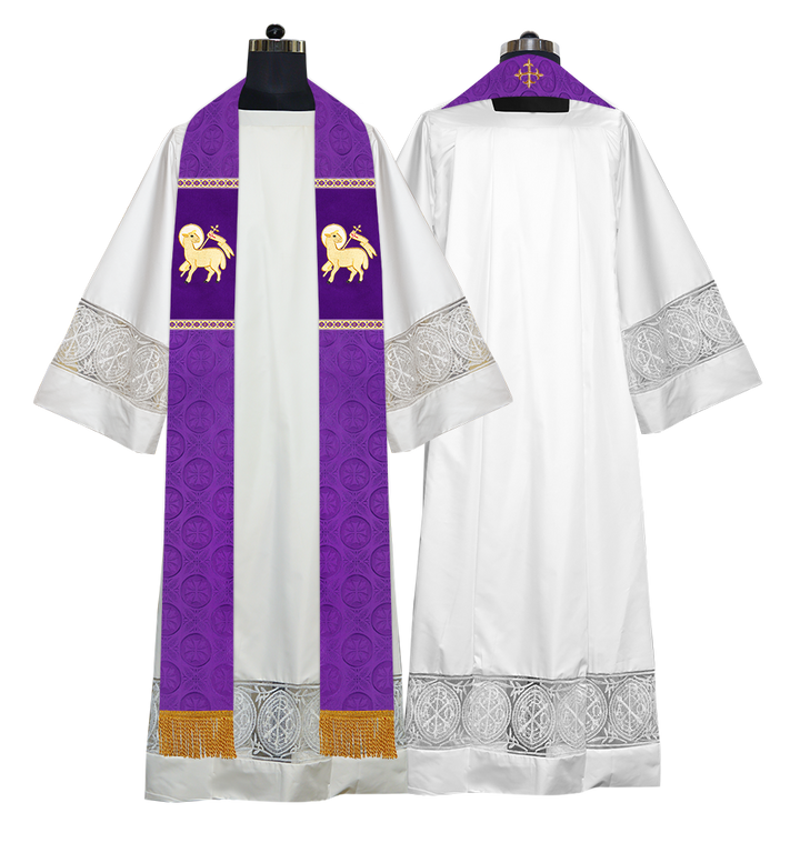 Liturgical Stole Adorned with Spiritual Motif and Trims