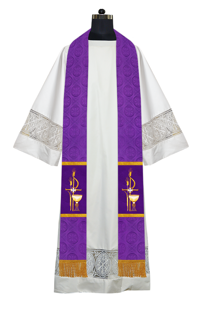 Minister Stole with Ornate Embroidered Motif