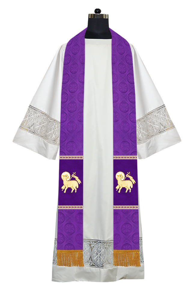 Liturgical Stole Adorned with Spiritual Motif and Trims