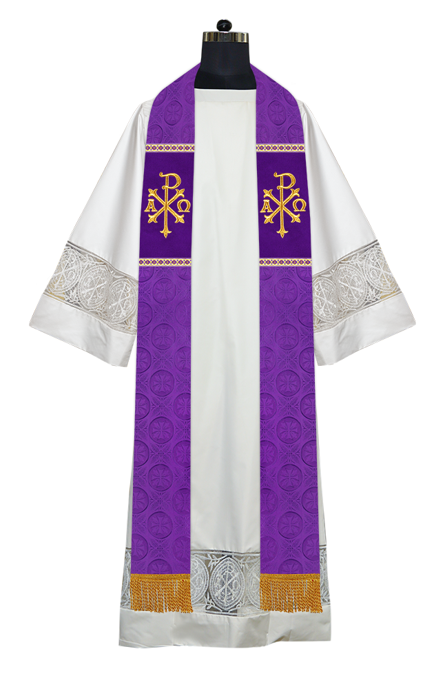 Liturgical Stole Adorned with Spiritual Motif and Trims