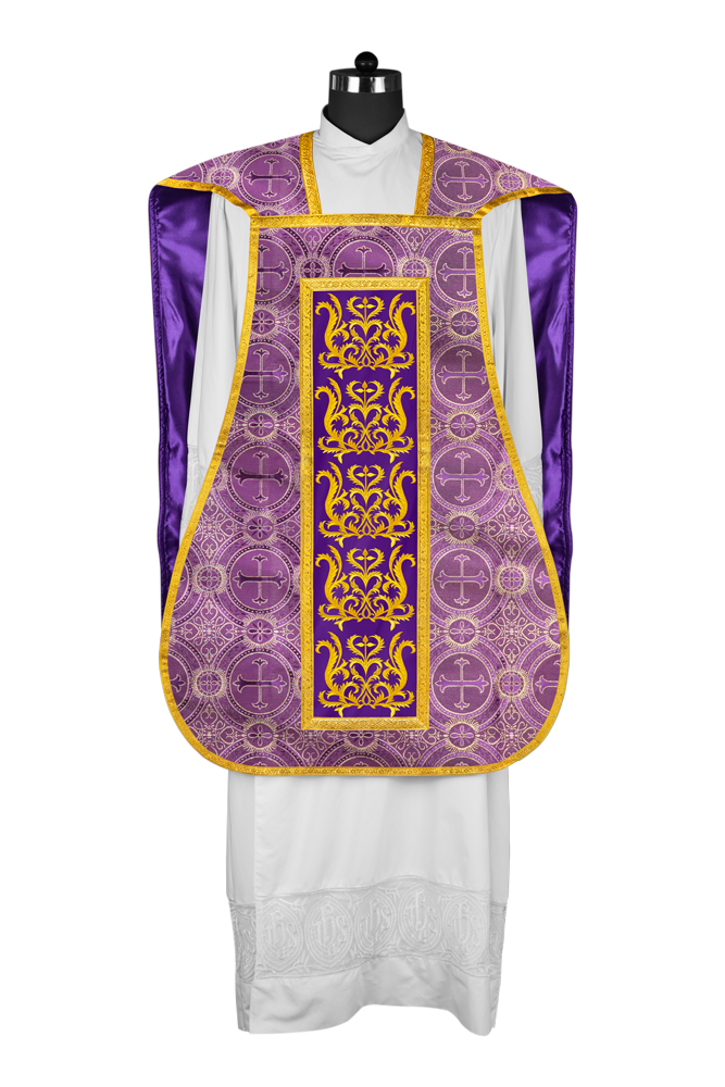 Fiddleback vestment with golden orphrey - Spiritus Collection