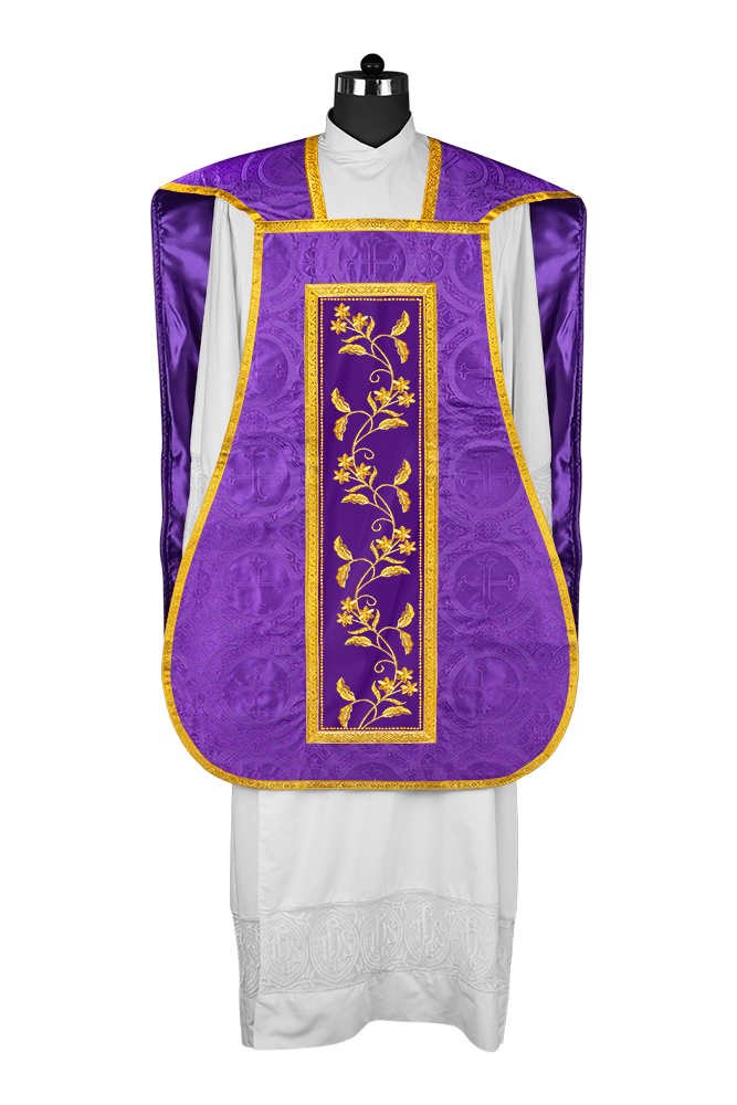 Elegant Roman chasuble vestment - Floral collection