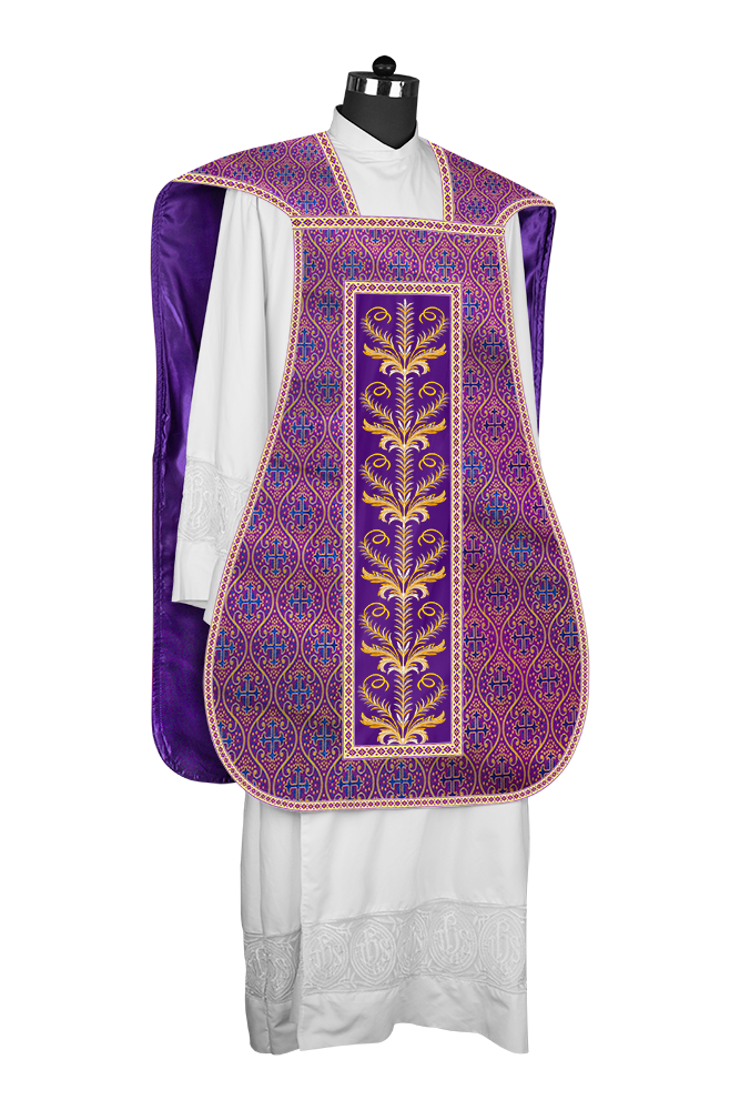 Roman Chasuble Vestment with Detailed Orphrey