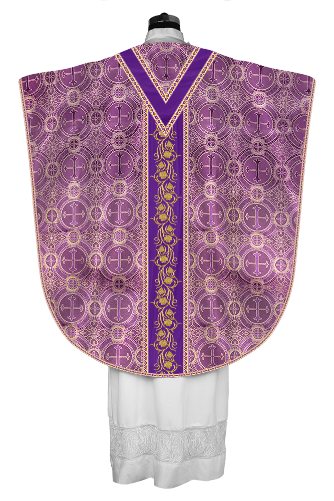 BORROMEAN CHASUBLE VESTMENT WITH GRAPES EMBROIDERY AND TRIMS