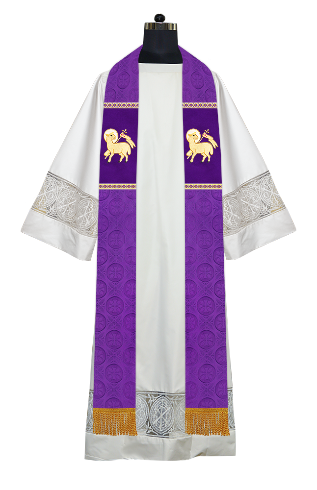 Liturgical Stole Adorned with Spiritual Motif and Trims