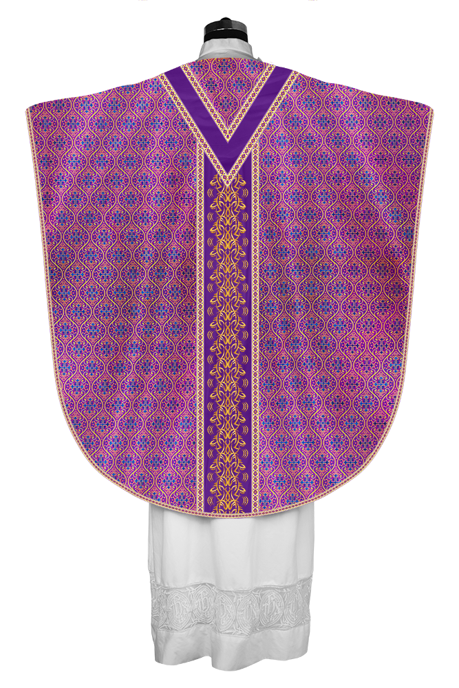BORROMEAN CHASUBLE VESTMENT WITH BRAIDED ORPHREY AND TRIMS
