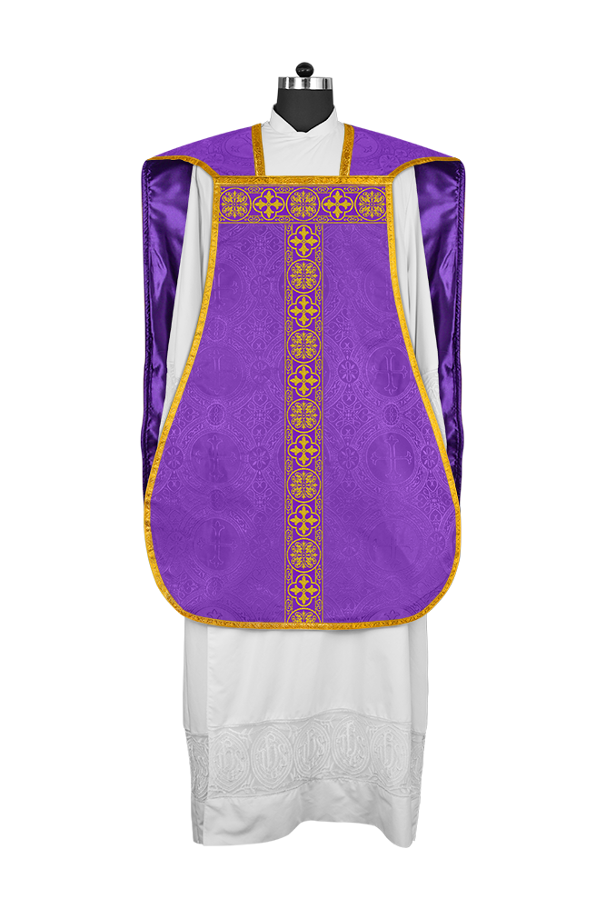 Fiddleback Vestment with Motif and Woven Braided Trims