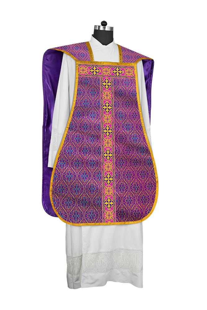 Roman Fiddleback Vestment with Motifs and Braided Trims
