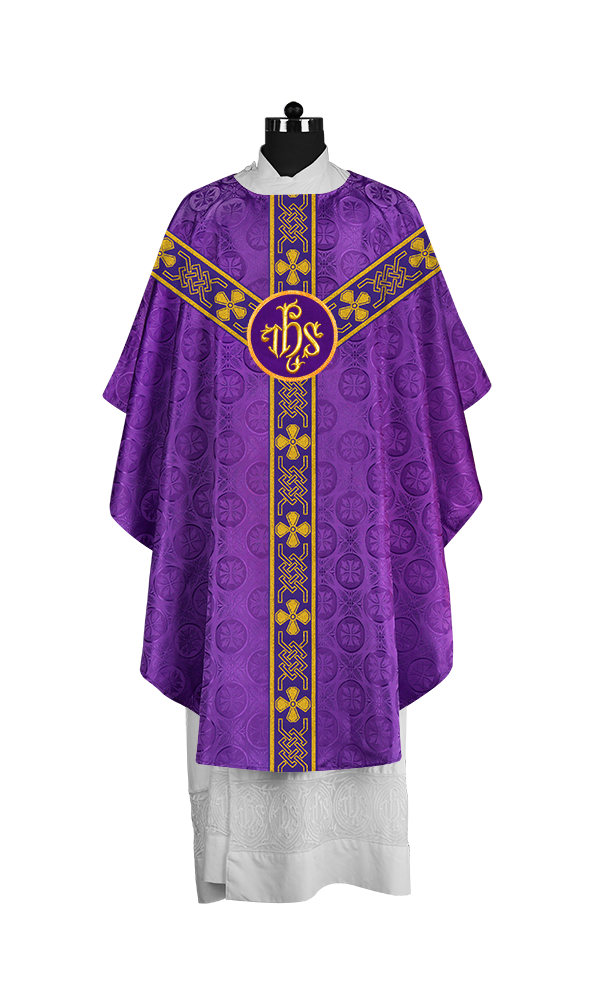 Ornate Gothic Chasuble with Orphrey and Intricate Embroidered Motif